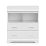 Storkcraft Brookside 2 Drawer Changing Table Dresser (White) – GREENGUARD Gold Certified, Easy-to-Match Chest of Drawers and Cubbies for Nursery and Kids Bedroom, Includes Changing Table Topper Storkcraft