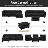 ROWHY Oversized Modular Sectional Couch with Movable Ottoman, 112" Modern Convertible L Shaped Sofa Set, 4 Seat Comfy Cloud Couch with 2 Throw Pillows, for Living Room and Office, Chenille, Black ROWHY