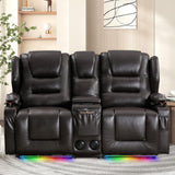 Oprisen 2-Seater Power Loveseat Recliner Electric Reclining Sofa Couch Wall Hugger Recliner Home Theater Seating w/Multi-Function Console/Cup Holders/LED Ambient Light Oprisen