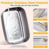 Stainless Steel Cat Litter Box with Lid, XL Extra Large Metal Litter Box for Big Cats, 180° Flip Cover Enclosed Top Entry Litter Boxs with High Sided Enclosure & Scoop, Non-Sticky, Anti-Leakage PIRAIL