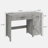 Farmhouse 47" Executive Desk, Computer Desk with Drawers and Storage Cabinet, Workstation Computer Desk for Study and Home Office, Gray Vabches