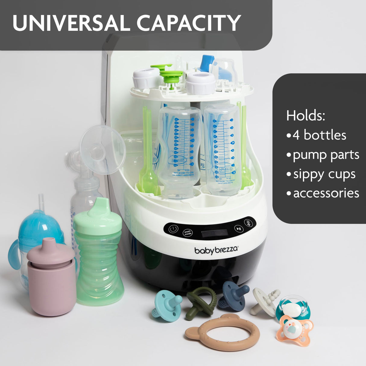 Baby Brezza Bottle Washer Pro - Baby Bottle Washer, Sterilizer + Dryer - All in One Machine Cleans Bottles, Pump Parts, & Sippy Cups - Replaces Hand Washing, Bottle Brushes and Drying Racks Baby Brezza