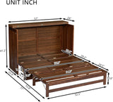 MERITLINE Solid Pine Wood Full Murphy Bed with Storage Drawer and Charging Station,Wood Folding Walnut Murphy Chest Bed Cabinet for Adults MERITLINE