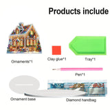 AIBOERL 5D Diamond Art Ornaments Kits, House DIY Diamond Art Painting Desktop Ornament, Special Shaped Crystal Diamond Art Painting Tabletop Home Office Decor AIBOERL