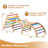 5 in 1 Pikler Triangle Gym, Montessori Foldable Wooden Climbing Set with Ramp, Arch Climber and Rocker, Toddlers Climbing Triangle Learning Waldorf Children Jungle Gym for Kids 2-6 Years (Rainbow) Grecodown