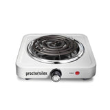 Proctor Silex Electric Stove, Single Burner Cooktop, Compact and Portable, Adjustable Temperature Hot Plate, 1200 Watts, White & Stainless (34106) Proctor Silex