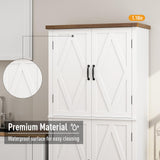 HOSTACK 64" Modern Farmhouse Pantry Cabinet with Adjustable Shelves and 4 Doors HOSTACK