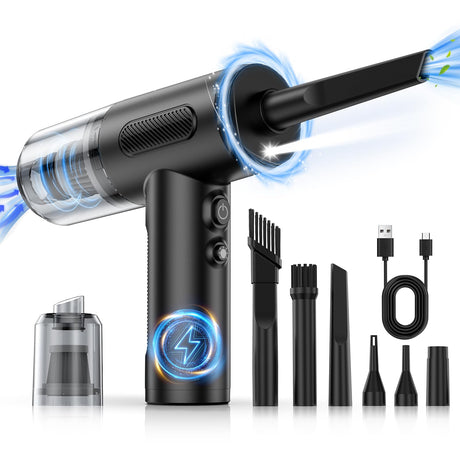 KOPIDOE Compressed Air Duster, 100000RPM Handheld Car Vacuum/Air Blower& Pump, 3 Gear Adjustable Electric Air Duster/Car Vacuum Cleaner, Keyboard KOPIDOE