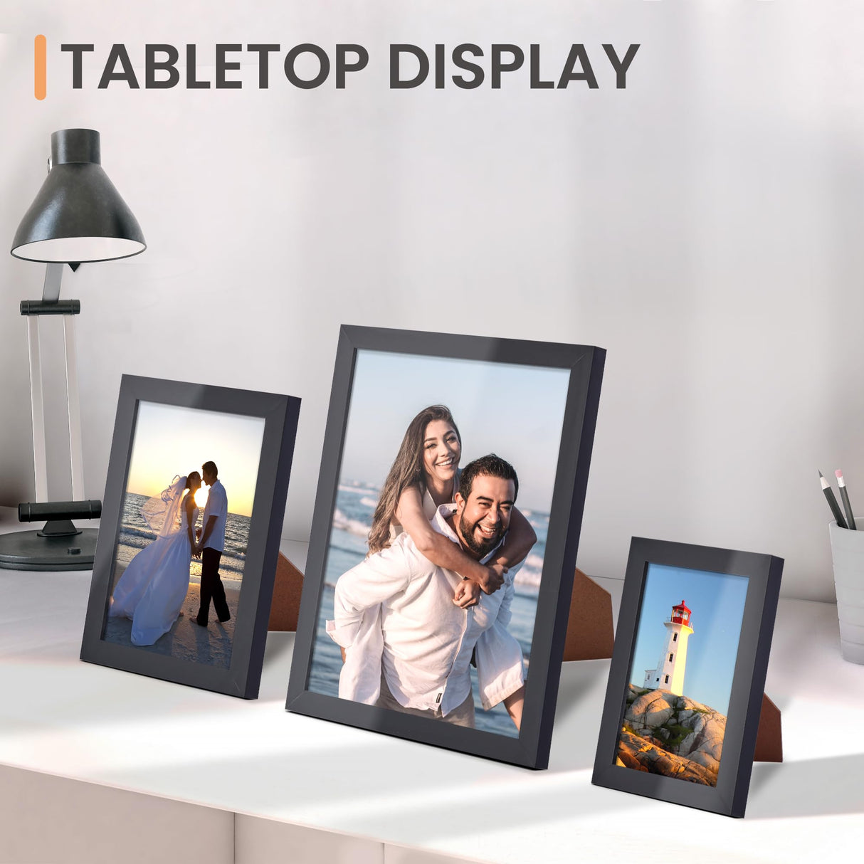 upsimples 10 Pack Picture Frames Collage Wall Decor, Gallery Wall Frame Set for Wall Mounting or Tabletop Display, Multi Sizes Including 8x10, 5x7, 4x6 Family Photo Frames, Black upsimples