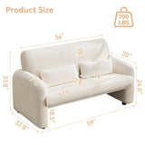 WUTUTUEE 56'' Corduroy Loveseat Sofa, 2 Seater Love Seat Couch for Small Space, Comfy Upholstered Modern Leisure Loveseat Couches with Lumbar Pillows for Bedroom, Office, Living Room, White WUTUTUEE