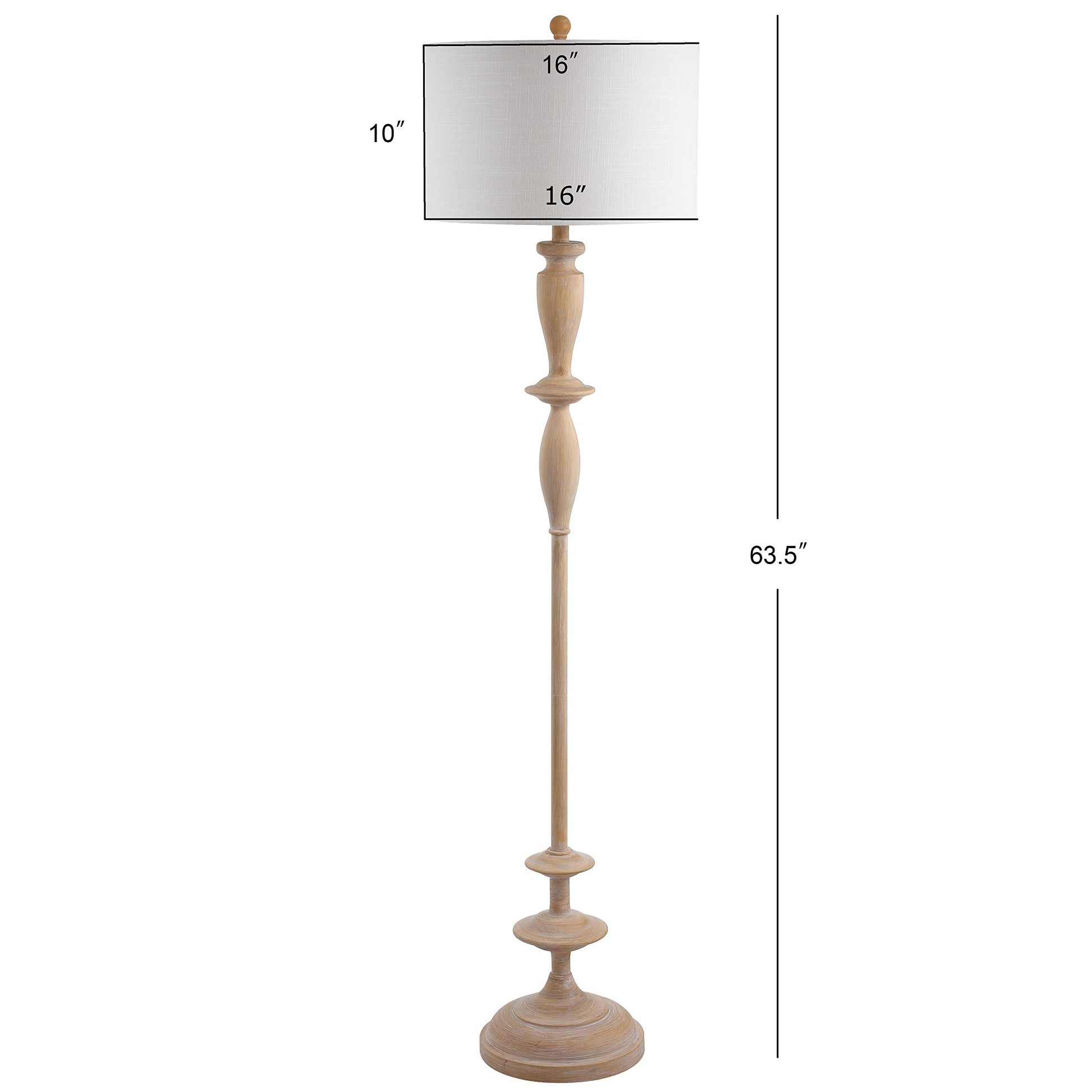 JONATHAN Y JYL3061A Aldrin 63.5" Resin LED Floor Lamp, Traditional, Transitional, Office, Living Room, Family Room, Dining Room, Bedroom, Hallway, Foyer, Brown Wood Finish - WoodArtSupply