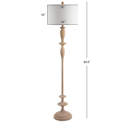 JONATHAN Y JYL3061A Aldrin 63.5" Resin LED Floor Lamp, Traditional, Transitional, Office, Living Room, Family Room, Dining Room, Bedroom, Hallway, Foyer, Brown Wood Finish - WoodArtSupply