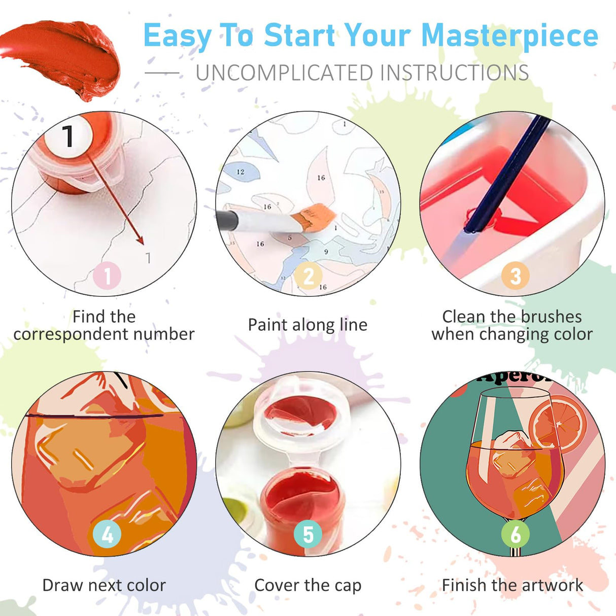 4 Pack Framed Paint by Numbers Kit for Adults with Wooden Easel, Retro Cocktail Easy Paint by Numbers with Frame for Beginners, Adult Paint by Number Kits Framed Canvas for Home Decor Gift 8x12 Inch Offito