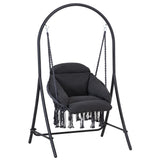ANOW Hanging Swing Chair with Stand Included, Heavy Duty Hammock Chair with Stand and Removable Padded Cushion, Max 330 Lbs, Dark Grey ANOW