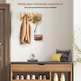 zQSFP Coat Rack Wall Mount with 5 Foldable Hooks – Space-Saving Natural Wood Storage Organizer for Entryway, Bedroom, or Office – Sleek Design, Easy Installation (Big Nature) zQSFP