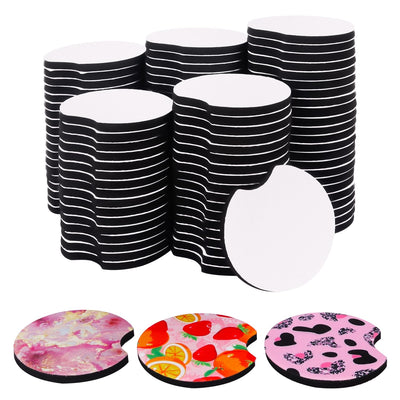 180 PCS 2.75 in Sublimation Blank Car Coasters, Neoprene Car Coasters, Auto Cupholder Neoprene Coasters with Finger Notch and DIY Personalization Option,Circular Opening, Painting,Sublimation