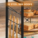 Mr IRONSTONE Microwave Cart 23.7'' for Small Space, 3-Tier Coffee Cart Rolling Kitchen Utility cart Microwave Stand on Wheels, Rustic Brown Mr IRONSTONE