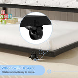 VECELO Twin Over Twin Bunk Bed with Trundle, Metal Bunkbeds with Ladder and Full-Length Guardrail, Noise Free, No Box Spring Needed, Black VECELO