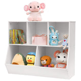 HOOBRO Kids Bookshelf, Bookcase Footboard, Toy Storage Cubby, Children's Toy Shelf, 35.4" L Storage Cabinet, Fit for Children's Room, Playroom, Hallway, Kindergarten, White WT32CW01 HOOBRO
