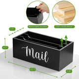 DRASTAR Mail Organizer Countertop, Wooden Mail Holder with 3 Slots, Desktop Mail Organizer, Black Mail Sorter for Home Office Accessories DRASTAR