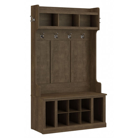 kathy ireland Home by Bush WDL002ABR 71-Inch Hall Tree and Shoe Bench with 12 Shelves, Ash Brown Bush Business Furniture