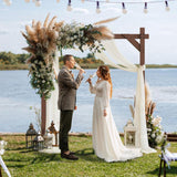 HeyMate Wedding Arch -7.48FT Square Wooden Wedding Arch for Ceremony, Wooden Arbor Backdrop Stand for Proposal Wedding Party Scene, Birthday Party, Bridal Shower, Garden, Outdoor, Rustic Decorations HeyMate