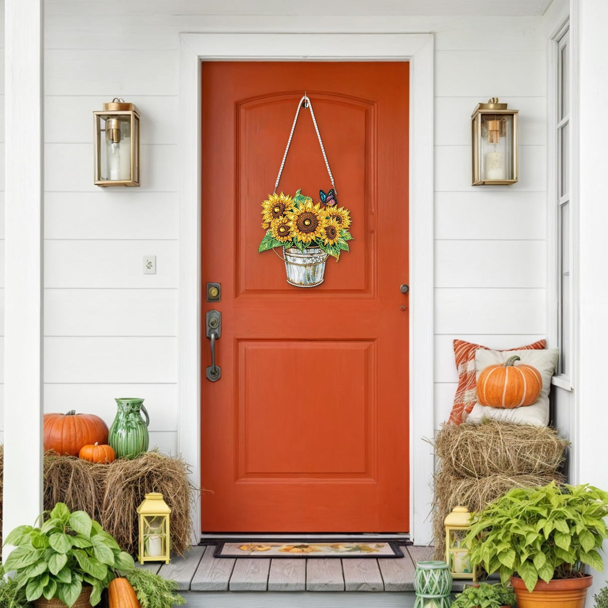 RICUVED Hanging Diamond Art Painting Kit Sunflower, Special Shaped Crystal Gem Craft Bucket Flowers Diamond Painting Pendant Kit for Adults, DIY Hanging Diamond Art Ornament Kit for Home Garden Decor RICUVED