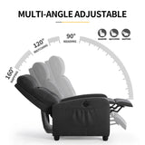Sftaiyou Power Massage Small Recliner Chair, Fabric Recliners for Adults, Adjustable Home Theater Seating with Lumbar Support, Modern Reclining Sofa Chair for Living Room Bedroom (Black) Sftaiyou