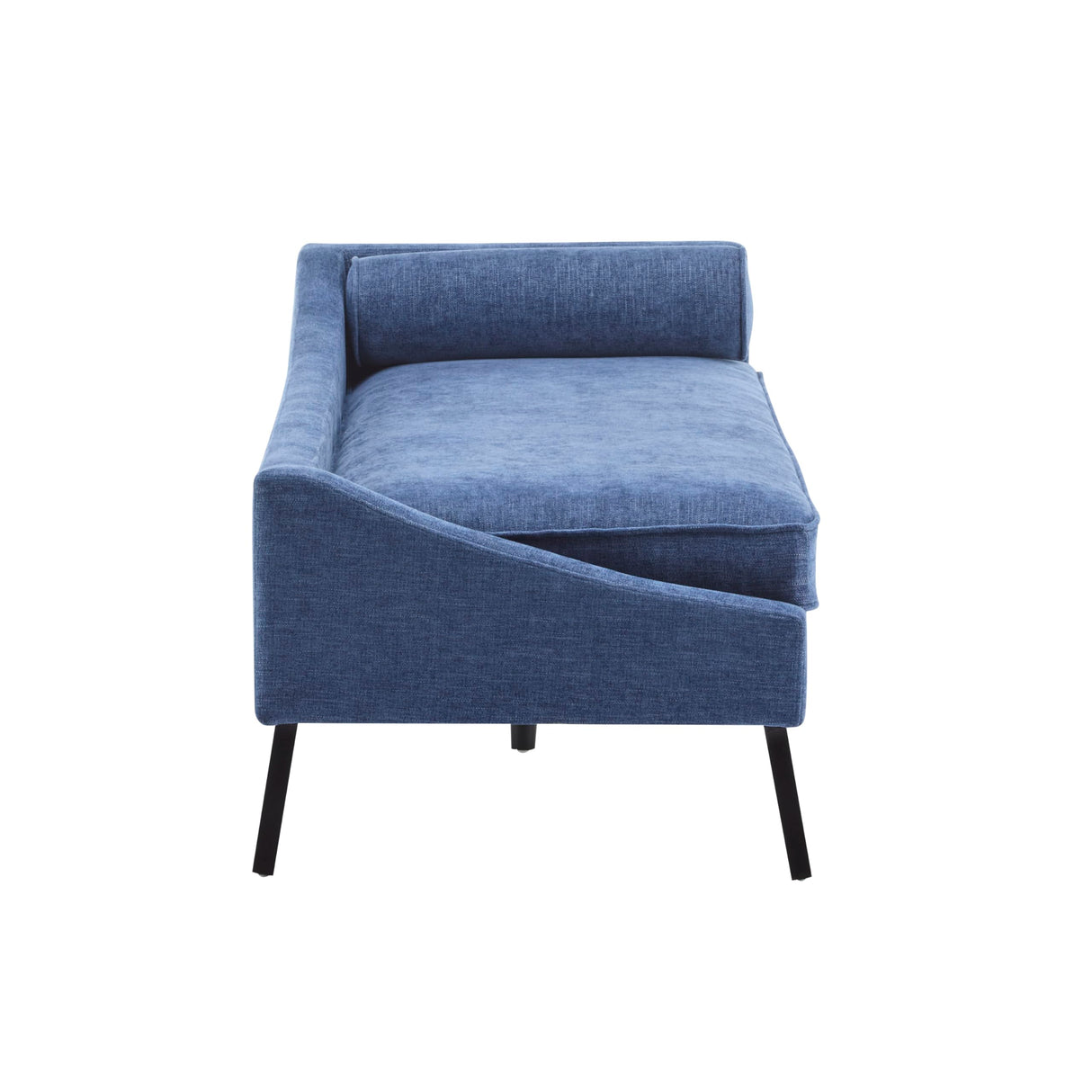 Christopher Knight Home Cagle Upholstered Loveseat Sofa with Splayed Legs, Birch Wood Frame Lounge Chair, Living Room Chaise Lounge Chair Indoor, Soft Lounge Sofa with Rolled Accent Pillow, Navy Blue Christopher Knight Home