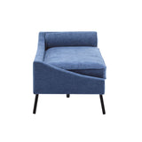 Christopher Knight Home Cagle Upholstered Loveseat Sofa with Splayed Legs, Birch Wood Frame Lounge Chair, Living Room Chaise Lounge Chair Indoor, Soft Lounge Sofa with Rolled Accent Pillow, Navy Blue Christopher Knight Home
