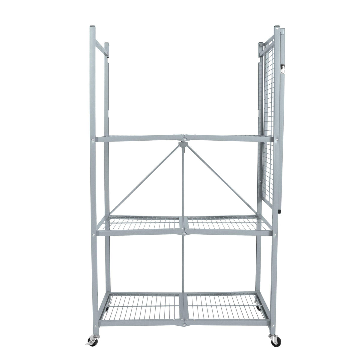Origami R5 Series Foldable 4-Tier Steel Storage Rack, Pewter – Heavy-Duty Metal Shelving Unit w/Removable Wheels for Laundry Room or Garage – Rolling Organizer for Home, Office & Warehouse Origami