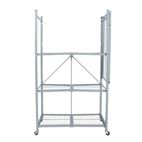 Origami R5 Series Foldable 4-Tier Steel Storage Rack, Pewter – Heavy-Duty Metal Shelving Unit w/Removable Wheels for Laundry Room or Garage – Rolling Organizer for Home, Office & Warehouse Origami