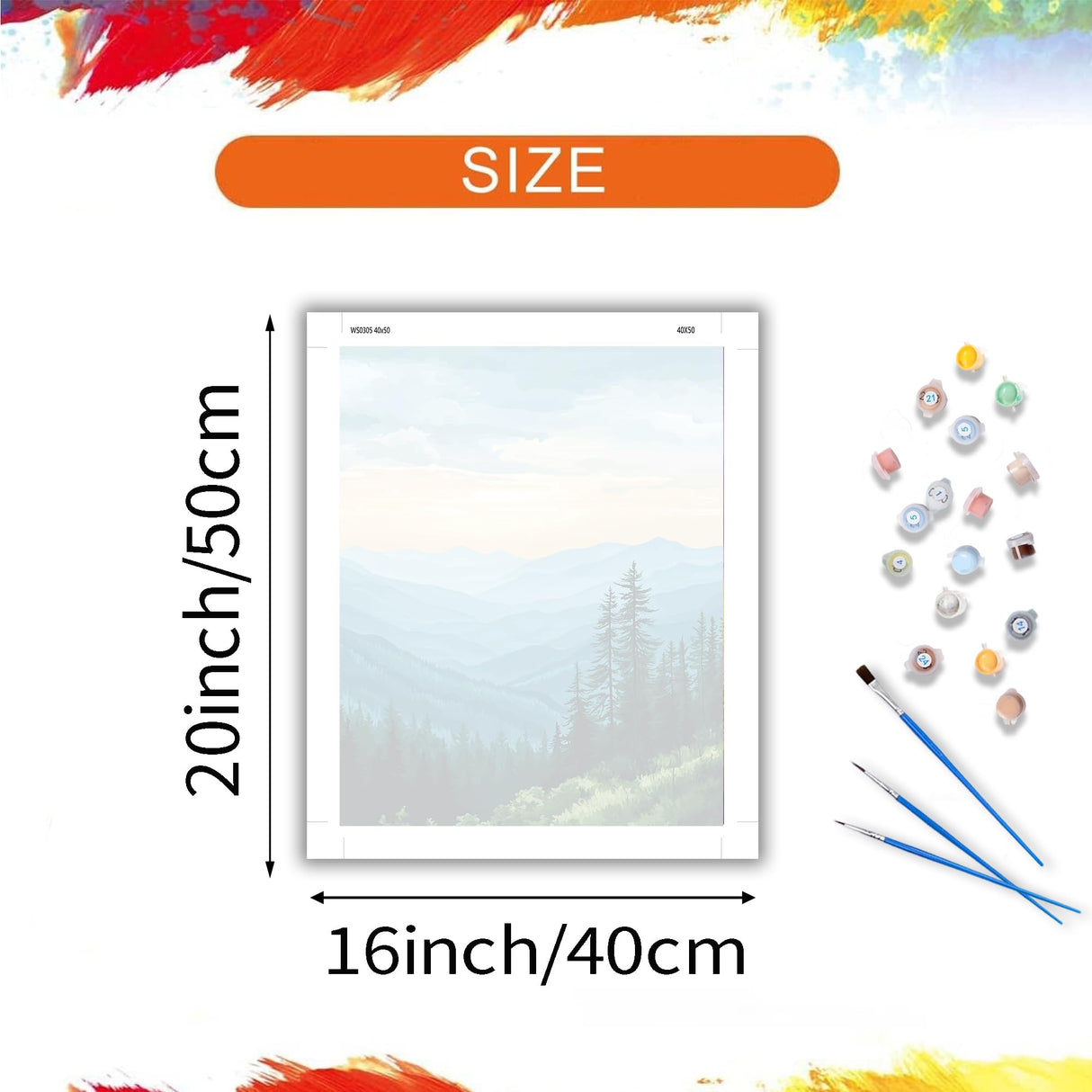 Great Smoky Mountain Paint by Numbers for Adult, Green Forest Paint by Number Kits for Beginner, Mountain Scenery DIY Acrylic Oil Painting for Gift Home Wall Decor(16×20inches, Unframe) ARNLRDYA