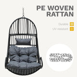 DWVO Hammocks Swing Chair with Cushions 330 LBS, Comfortable Egg Chair Wicker for Patio, Bedroom, Garden, Balcony Indoor and Outdoor Use, Gray DWVO