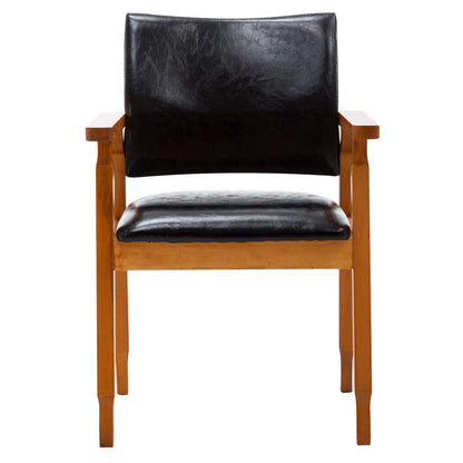 NOBPEINT Mid-Century Dining Side Chair with Faux Leather Seat in Black, Arm Chair in Walnut