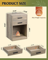 WLIVE Night Stand Set of 2 with Charging Station, Nightstands with Wood Drawers and Open Shelf, Bed Side Tables Living Room, Bedroom, Modern End Table Set 2, Greige WLIVE