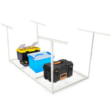 Kojem 3x6 Overhead Garage Storage Rack Adjustable Ceiling Garage Organization Shelf Ceiling Mounted Storage Racks White Kojem