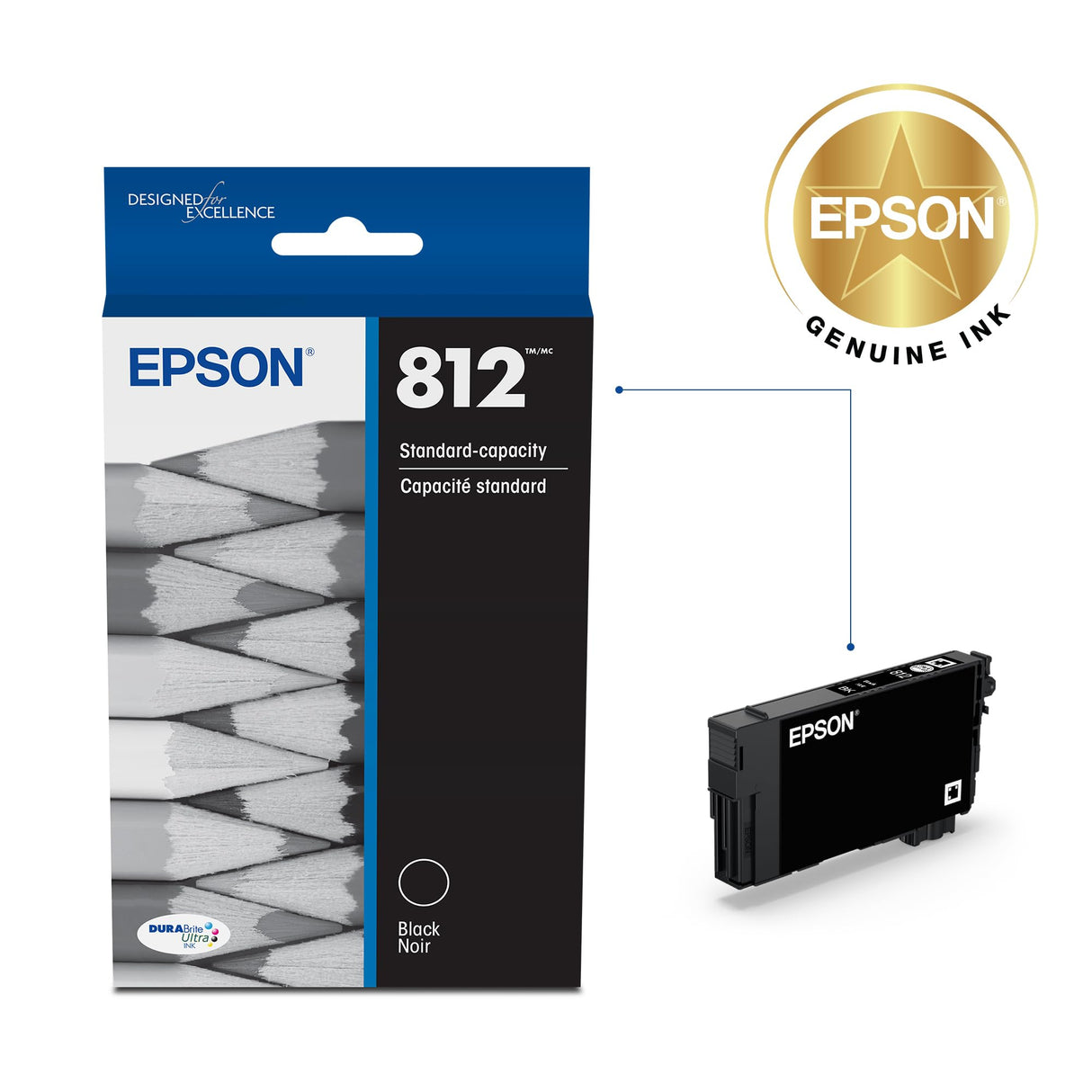 EPSON 812 DURABrite Ultra Ink Standard Capacity Black Cartridge (T812120-S) Works with WorkForce Pro WF-7310, WF-7820, WF-7840, WorkForce EC-C7000 Epson