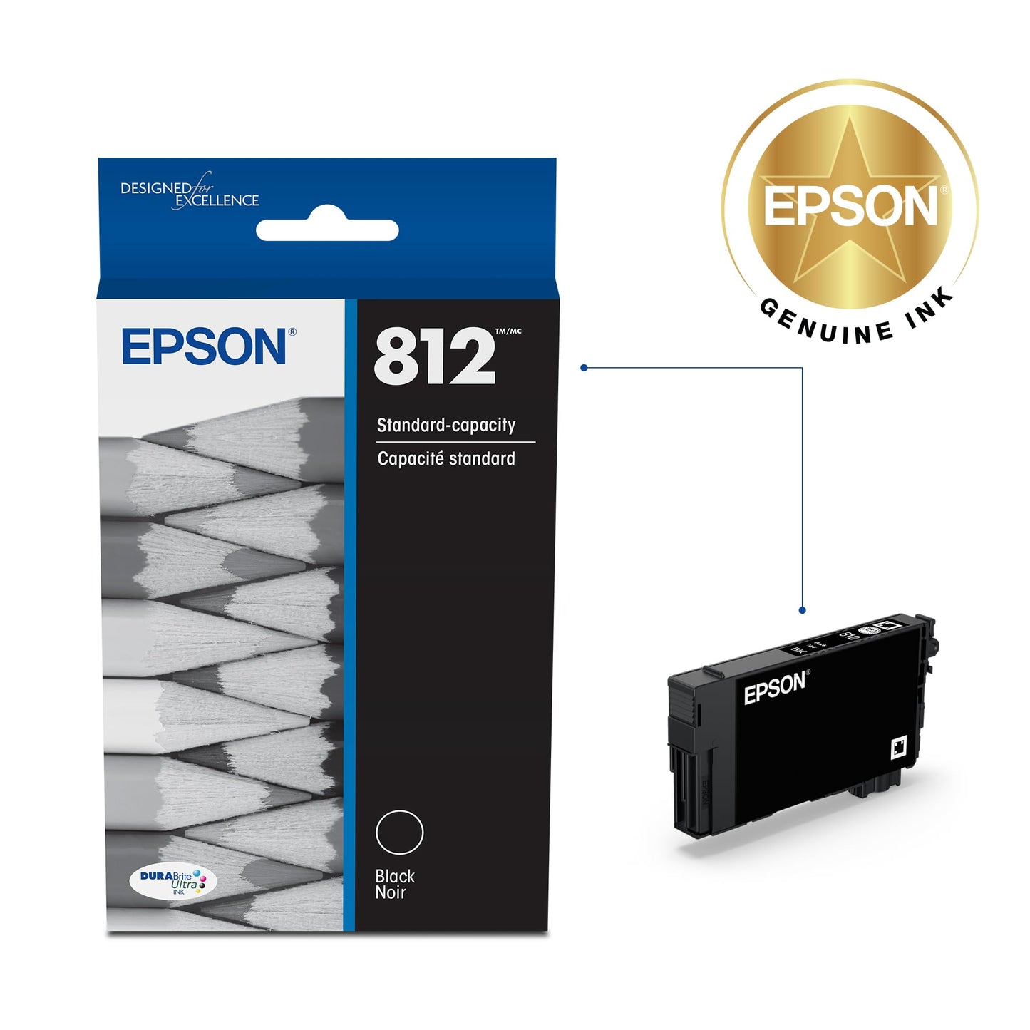 EPSON 812 DURABrite Ultra Ink Standard Capacity Black Cartridge (T812120-S) Works with WorkForce Pro WF-7310, WF-7820, WF-7840, WorkForce EC-C7000