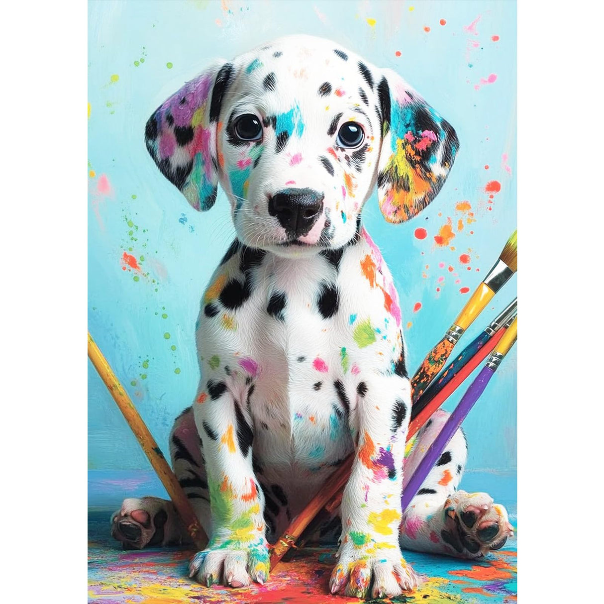 MXJSUA Cute Dog Diamond Painting Kits for Adults, 5D Dalmatian Diamond Art Kits for Beginners, DIY Full Drill Crystal Gem Painting Kits for Home Wall Decor 12x16 Inch MXJSUA