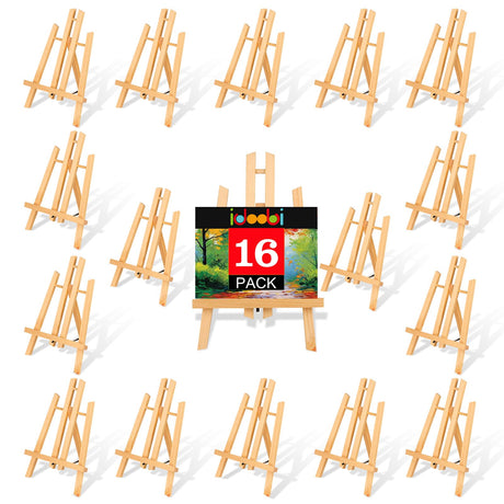 idoobi 16 Pack 11.8" Wooden Easel, Easel Stand for Painting, Tabletop Easel for Artist/Students/Beginners, Portable Canvas Photo Picture Sign Holder idoobi