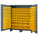 Durham 14 Gauge Steel Cabinet with 264 Hook-On Bins and Flush Door, SSC-722484-BDLP-264-95, 24" Length x 72" Width x 84" Height, Gray Powder Coat Durham