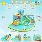 Whubefy 12.8x12FT Water Bounce House for Kids, 13-in-1 Inflatable Water Park with Catch Ball Set/Punching Bag/Toss Rings/Water Soaker Balls/Splash Pool/Water Cannon/Climbing Wall/Basketball Hoop Whubefy