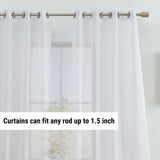HLC.ME 2 Piece Semi Sheer Voile Window Treatment Curtain Grommet Panels for Bedroom (54" W x 108" L, White) HLC.ME