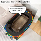 LUCKITTY Portable Cat Litter Box Enclosure, Pop Up Hidden Litter Box Furniture with Big Pocket for Living Room, Bedroom, Made by Waterproof Oxford & Breathable Mesh, Black-Rainbow, 32" L×19" W×19" H LUCKITTY