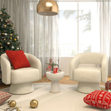 Bonzy Home Swivel Barrel Chair, Set of 2 Velvet Accent Armchair 360 Degree Swivel Club Chair for Living Room Bedroom Reception Room, Beige Bonzy Home