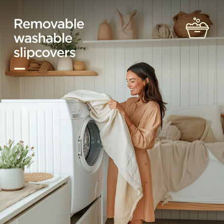 Acanva Modular U-Shaped Sectional Cloud Couch, Free Combination Minimalist Sofa, Convertible to DayBed with Shredded Latex Filled Cushion and Removable Slipcovers for Living Room, 5 Seater + Ottoman Acanva