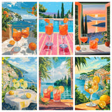 Tiwabb 6 Pack Cocktail Paint by Numbers Kit for Adults Beginner,Scenery Easy Adult Paint by Number Kits on Canvas DIY Painting for Beginners Art by Numbers for Gifts Home Wall Decor 9.5x11.81 Inch Tiwabb