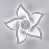 Ruibutrade White Flower Modern CeilingFans with Lights, Low Profile Ceiling Fan with Remote for Bedroom, Flush Mount Ceiling Fan with LED Dimmable Light,3-Colors, 6-Speeds, Timing Ceiling Fan Light Ruibutrade