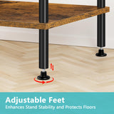 Industrial TV Stand with Storage for 50 inch TV Rustic TV Cabinet with Open Storage Shelf 3 Tier Entertainment Center Wood Console Table with Metal Round Tubes for Living Room Bedroom, Brown BTY